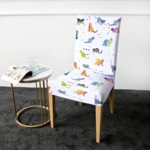 Linen Feline Cover for a dining chair