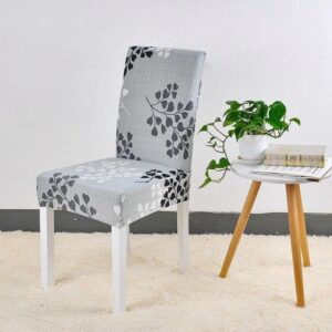 Gray Leaf Print Cover for a dining chair