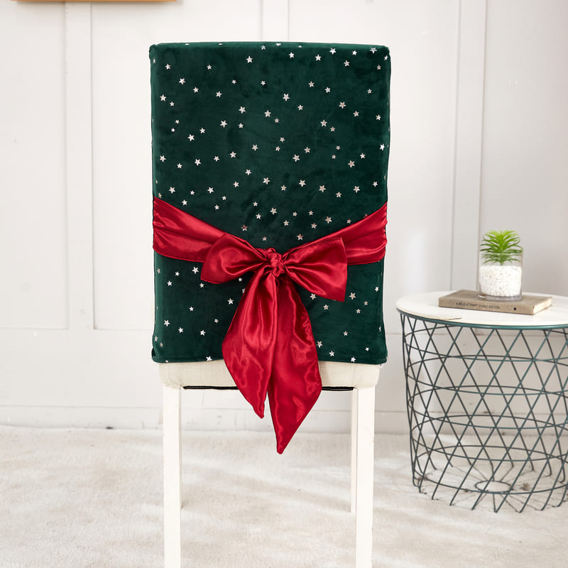 Green Velvet Christmas Cover for a dining chair 2 Green Velvet Christmas Cover for a dining chair - Image 2