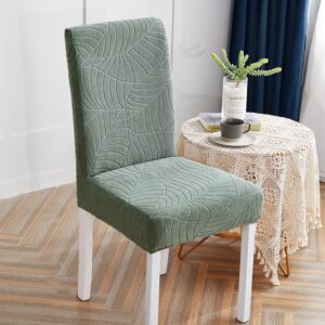 Green Waterproof Leaf Print Cover for a dining chair