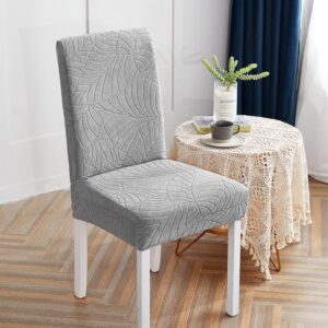 Light Gray Waterproof Leaf Print Cover for a dining chair