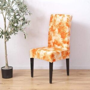 Orange Paw Print Cover for a dining chair